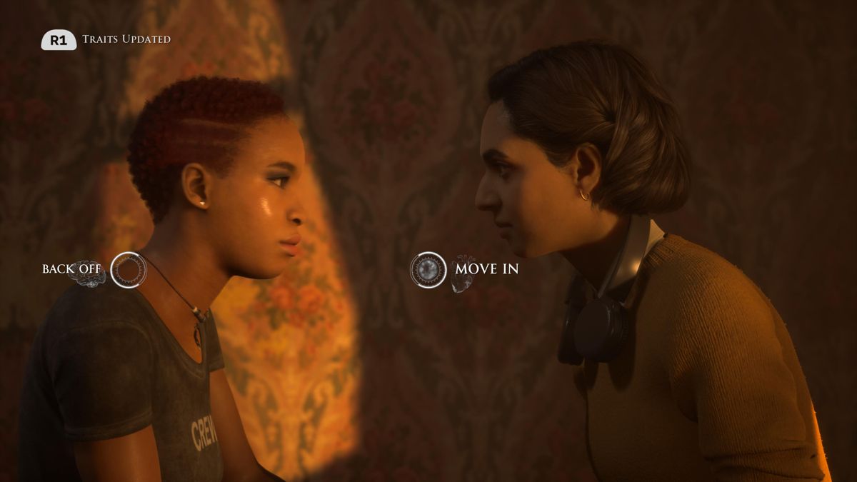 The Dark Pictures Anthology: The Devil in Me (PlayStation 5) screenshot: Deciding to try the romantic approach