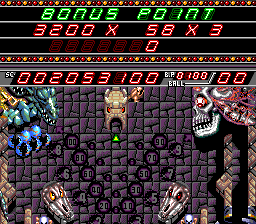 Devil's Crush (TurboGrafx-16) screenshot: Bonus points being awarded