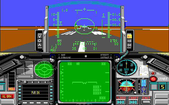 Falcon A.T. (DOS) screenshot: prepare for takeoff