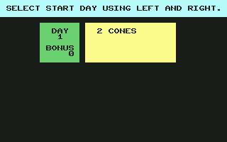APB (Commodore 64) screenshot: Day Selection