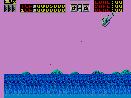 Choplifter! (SEGA Master System) screenshot: Firing at water