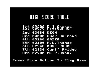 Starman Jones (Dragon 32/64) screenshot: High Scores
