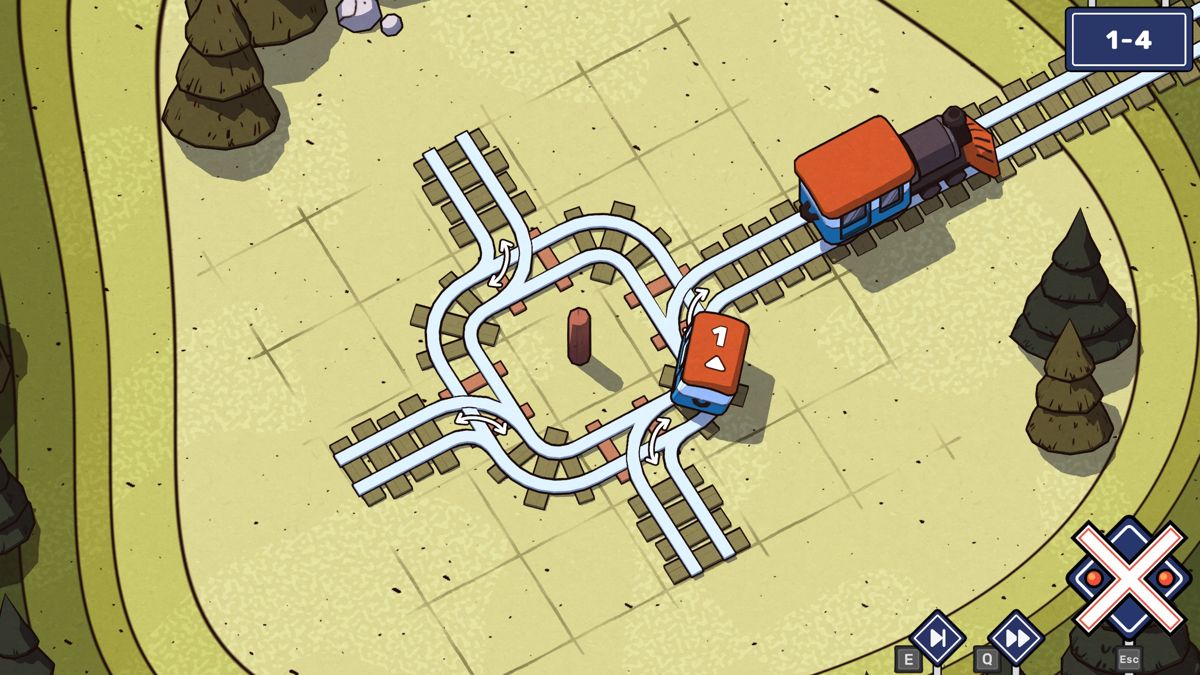 Railbound (Windows) screenshot: There are different types of track changes you can use to change the direction.