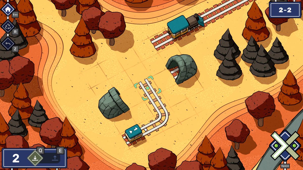 Railbound (Windows) screenshot: The second world introduces tunnels.