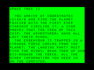 Space Trek II (Dragon 32/64) screenshot: The Story