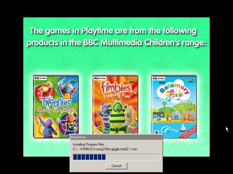 Playtime Games Collection (Windows) screenshot: The back cover of the keep case and the installation process make it clear that the games in this title have been released elsewhere