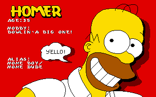The Simpsons (DOS) screenshot: Homer Information