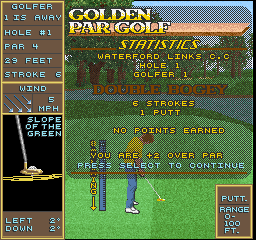 Golden Par Golf (Arcade) screenshot: Double Bogey