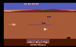 Chopper Command (Atari 2600) screenshot: Firing at enemy aircraft