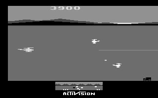 Chopper Command (Atari 2600) screenshot: The game in black and white mode