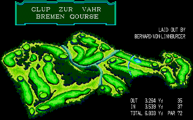 Albatross 2: Masters' History (PC-98) screenshot: Clup zur Vahr; the courses aren't licensed therefor the names are slighty changed