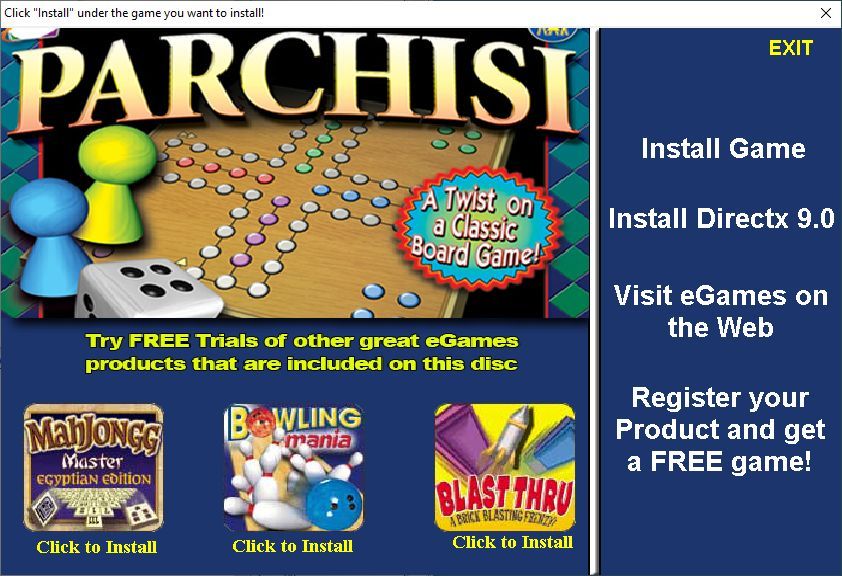 Parchisi (Windows) screenshot: Three trial games are also on the CD
