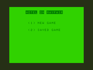 Hotel on Mayfair (Dragon 32/64) screenshot: Game Setup