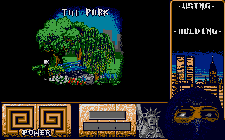 Last Ninja 2: Back with a Vengeance (Amiga) screenshot: Level 1 - the Park.