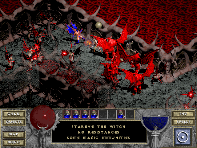 Diablo + Hellfire (Windows) screenshot: Fighting a unique Succubus