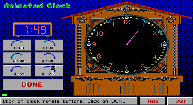 Animated Clock (DOS) screenshot: Digital to Analog