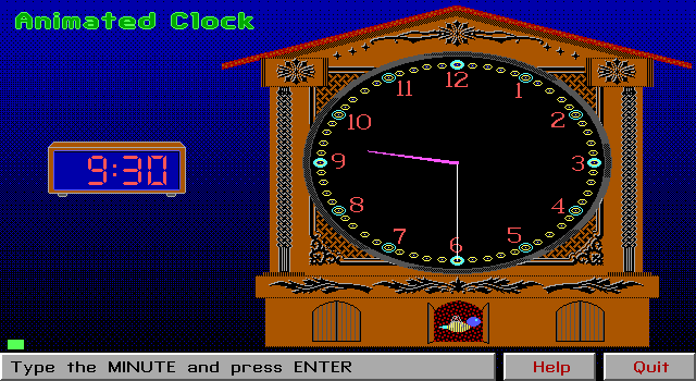 Animated Clock (DOS) screenshot: Analog to Digital