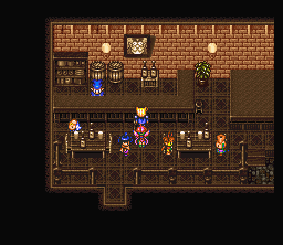 Chō Mahō Tairiku Wozz (SNES) screenshot: Tavern