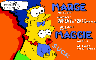 The Simpsons (DOS) screenshot: Marge & Maggie Information