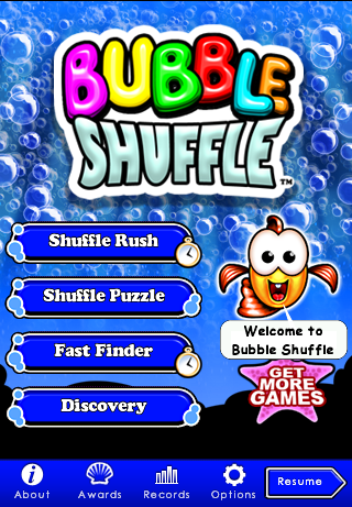 Bubble Shuffle (iPhone) screenshot: Title Screen