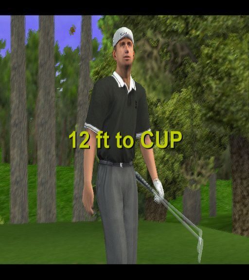 Tiger Woods PGA Tour 2001 (PlayStation 2) screenshot: That's not a bad shot!<br>Pity it's my opponent who made it