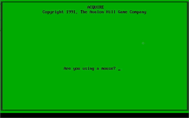 Computer Acquire (DOS) screenshot: The game also supports a mouse.