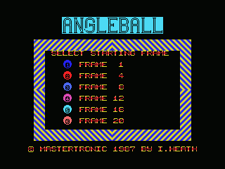 Angle Ball (MSX) screenshot: Select the starting frame