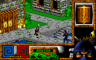 Last Ninja 3 (Amiga) screenshot: The enemies will try to block your way and kill you.