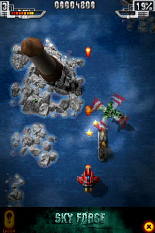 Sky Force (iPhone) screenshot: A lighthouse