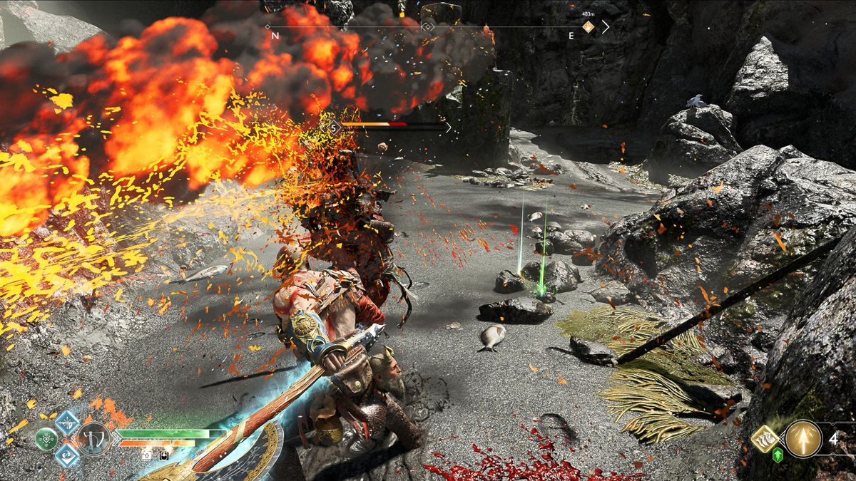 God of War (Windows) screenshot: An enemy covered in fire.