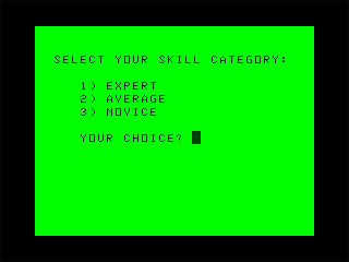 Poseidon Adventure (Dragon 32/64) screenshot: Choose Difficulty