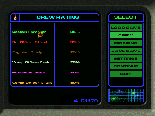 Star Trek: Starfleet Academy (Windows) screenshot: Crew rating