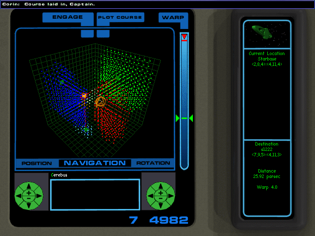 Star Trek: Starfleet Academy (Windows) screenshot: Navigation screen