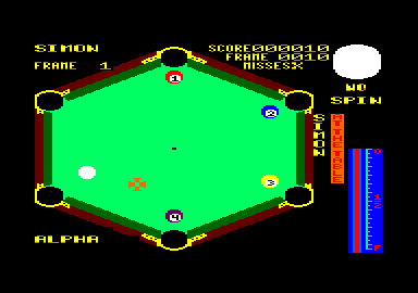 Angle Ball (Amstrad CPC) screenshot: You can select where to hit the ball