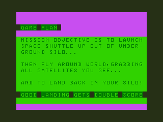 Shuttlezap (Dragon 32/64) screenshot: Mission Briefing