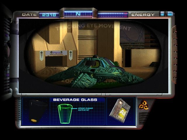 The Journeyman Project: Pegasus Prime (Windows) screenshot: Using binoculars to check the alien spaceship