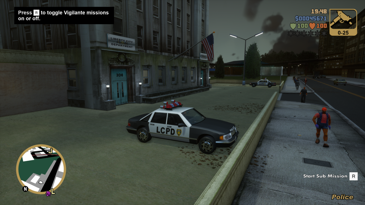 Grand Theft Auto: The Trilogy - The Definitive Edition (Windows) screenshot: GTA III - Just stole this patrol car from a police department.