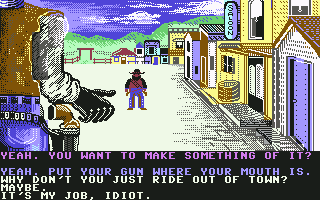 Law of the West (Commodore 64) screenshot: Town screenshot 1