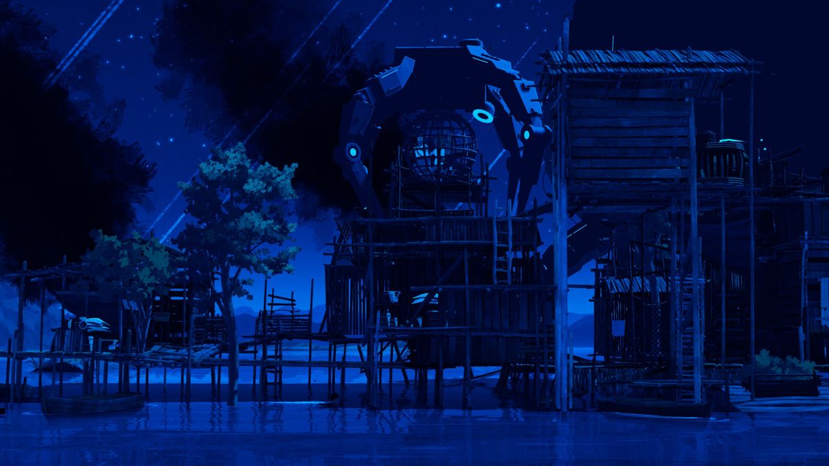 Planet of Lana (Windows) screenshot: The alien invastion at night