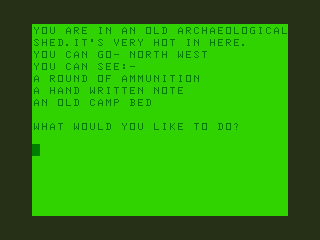 Pyradventure (Dragon 32/64) screenshot: I Found Ammunition