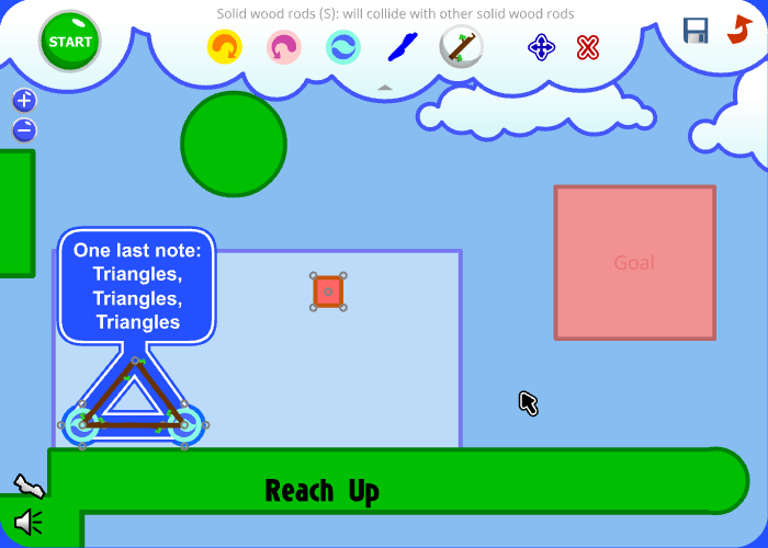 Fantastic Contraption (Browser) screenshot: Get to the pink area