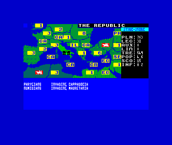Annals of Rome (ZX Spectrum) screenshot: The red blocks indicate combar