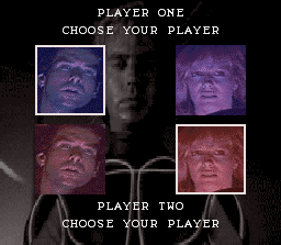 The Lawnmower Man (SNES) screenshot: Selecting a character.