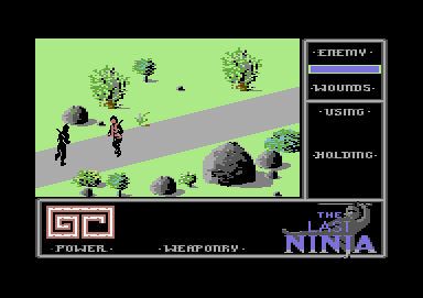 The Last Ninja (Commodore 64) screenshot: Let's fight