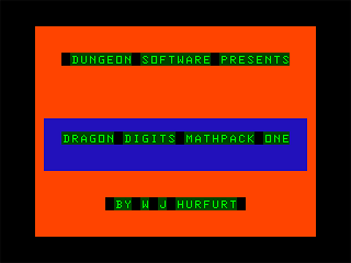 Dragon Digits Mathpack One (Dragon 32/64) screenshot: Title Screen