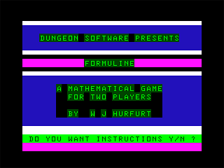 Dragon Digits Mathpack One (Dragon 32/64) screenshot: Formuline Introduction
