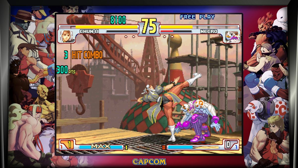 Street Fighter: 30th Anniversary Collection (Windows) screenshot: Street Fighter III: 3rd Strike (1999), which brought the kitchen's sink of mechanics.