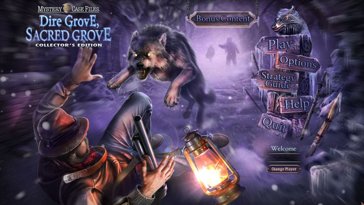 Mystery Case Files: Dire Grove, Sacred Grove (Collector's Edition) (Windows) screenshot: The game's menu
