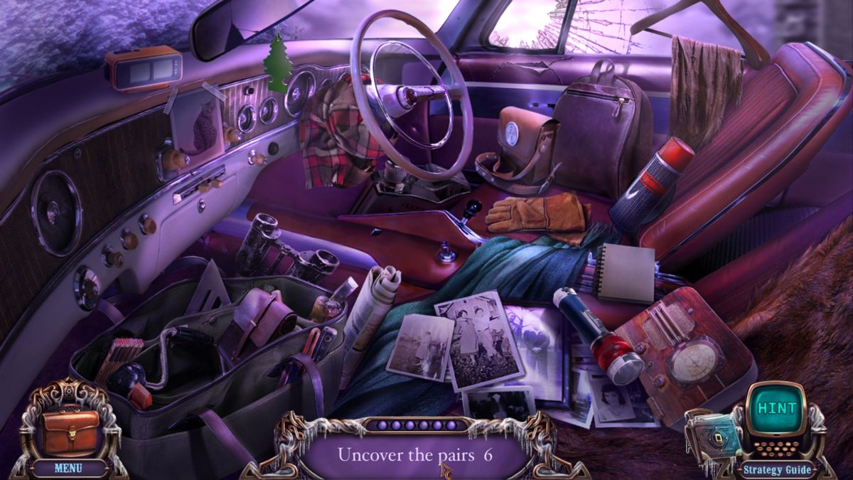 Mystery Case Files: Dire Grove, Sacred Grove (Collector's Edition) (Windows) screenshot: A variation on the hidden object puzzle, this is a sort of hidden object 'Concentration' game. Twelve items (six pairs) are hidden and the player has to find them and pair them off