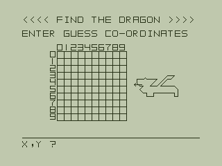 Fun Maths I (Dragon 32/64) screenshot: Find the Dragon: Locating the Dragon